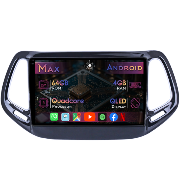 Navigatie dedicata Jeep Grand Cherokee 2014-2018, 4GB RAM 64GB ROM, Quad Core, Display 10" QLED 1K, Carplay&Android Auto, Android 14, Suport camere AHD