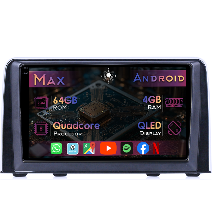 Navigatie dedicata Honda CR-V 5 2016-2018, 4GB RAM 64GB ROM, Quad Core, Display 9" QLED 1K, Carplay&Android Auto, Android 14, Suport camere AHD - imagine 1