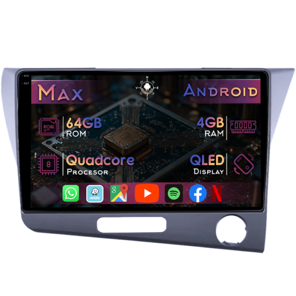 Navigatie dedicata Honda CR-Z, 4GB RAM 64GB ROM, Quad Core, Display 9" QLED 1K, Carplay&Android Auto, Android 14, Suport camere AHD