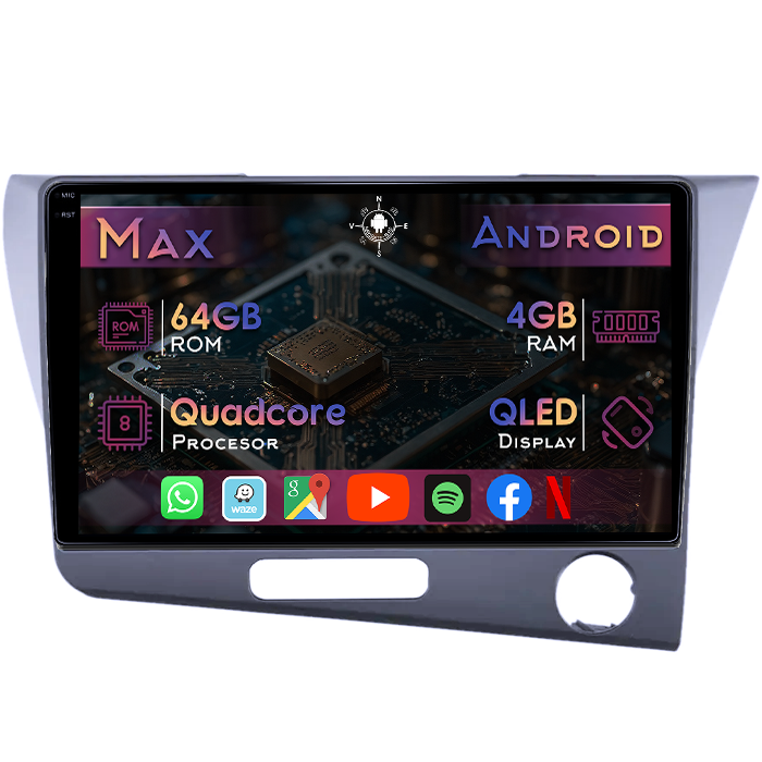 Navigatie dedicata Honda CR-Z, 4GB RAM 64GB ROM, Quad Core, Display 9" QLED 1K, Carplay&Android Auto, Android 14, Suport camere AHD - imagine 1