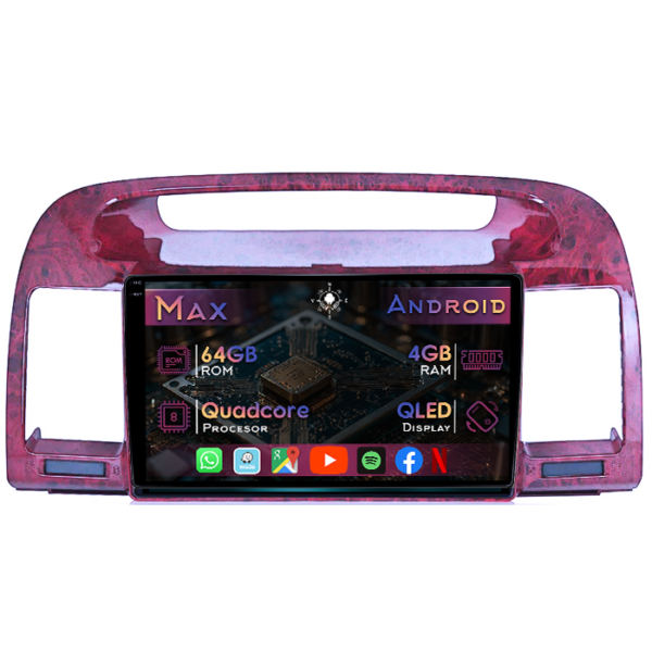 Navigatie dedicata Toyota Camry 2001-2006, Maro, 4GB RAM 64GB ROM, Quad Core, Display 9" QLED 1K, Carplay&Android Auto, Android 14