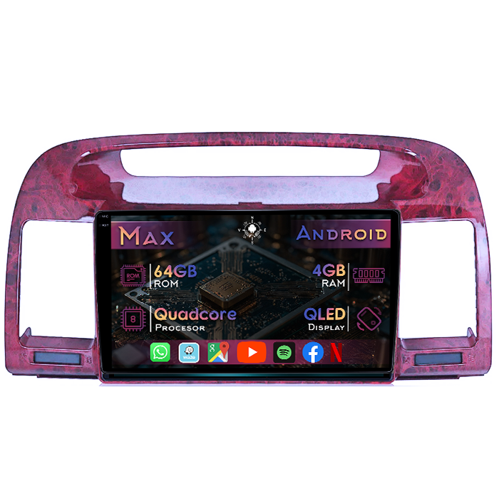Navigatie dedicata Toyota Camry 2001-2006, Maro, 4GB RAM 64GB ROM, Quad Core, Display 9" QLED 1K, Carplay&Android Auto, Android 14 - imagine 1