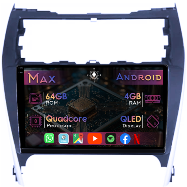 Navigatie dedicata Toyota Camry 2012-2014, 4GB RAM 64GB ROM, Quad Core, Display 10" QLED 1K, Carplay&Android Auto, Android 14