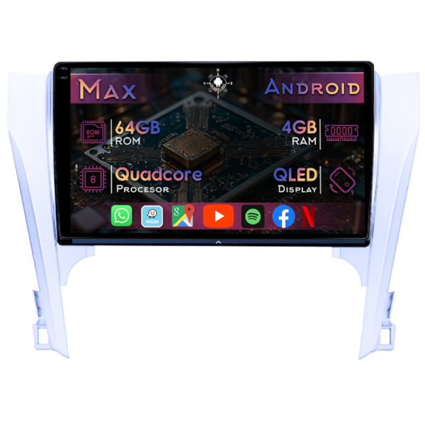 Navigatie dedicata Toyota Camry 2011-2014, 4GB RAM 64GB ROM, Quad Core, Display 9" QLED 1K, Carplay&Android Auto, Android 14