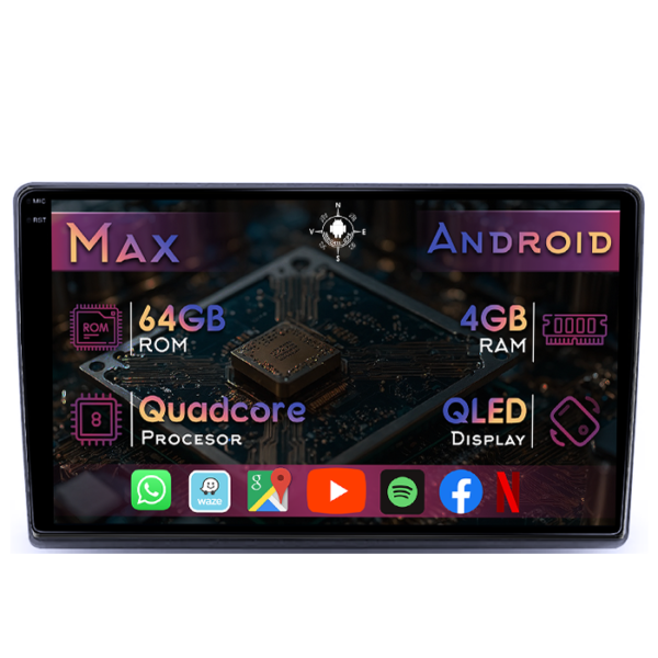 Navigatie dedicata Kia Ceed 2006-2009, 4GB RAM 64GB ROM, Quad Core, Display 9" QLED 1K, Carplay&Android Auto, Android 14, Suport camere AHD