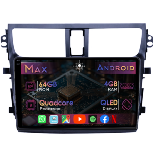 Navigatie dedicata Suzuki Celerio 2015-2018, 4GB RAM 64GB ROM, Quad Core, Display 9" QLED 1K, Carplay&Android Auto, Android 14, Suport camere AHD - imagine 1