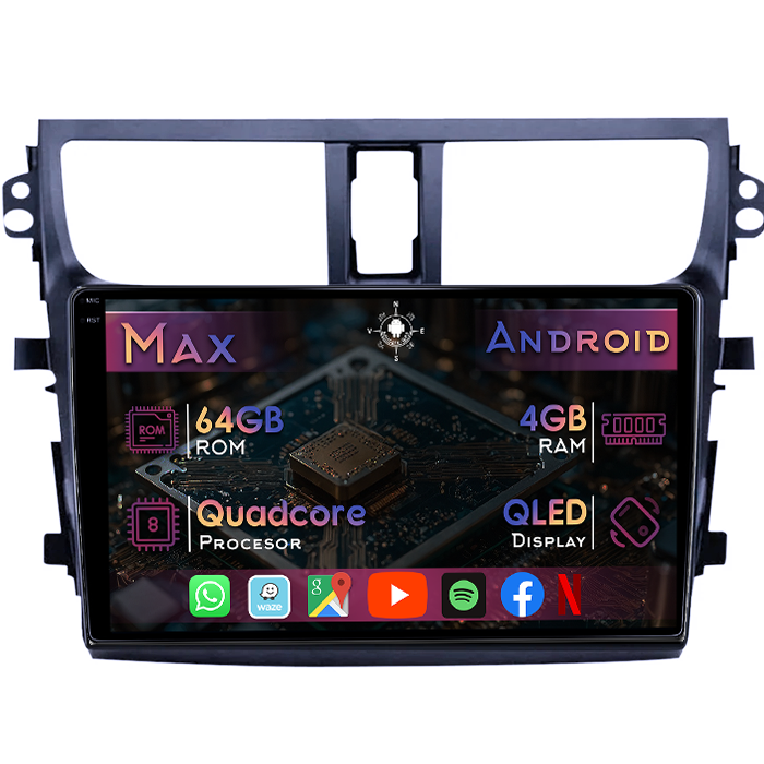 Navigatie dedicata Suzuki Celerio 2015-2018, 4GB RAM 64GB ROM, Quad Core, Display 9" QLED 1K, Carplay&Android Auto, Android 14, Suport camere AHD - imagine 1