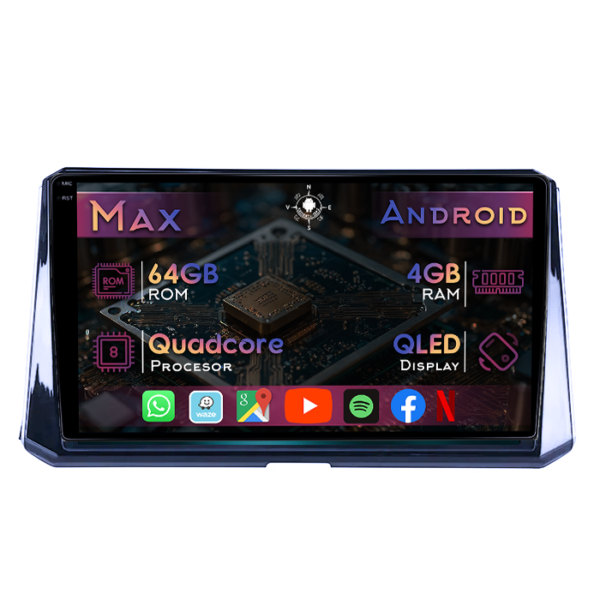 Navigatie dedicata Toyota Corolla E21 2019+, 4GB RAM 64GB ROM, Quad Core, Display 10" QLED 1K, Carplay&Android Auto, Android 14