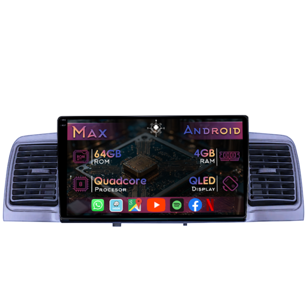 Navigatie dedicata Toyota Corolla EX 2007-2012, 4GB RAM 64GB ROM, Quad Core, Display 9" QLED 1K, Carplay&Android Auto, Android 14