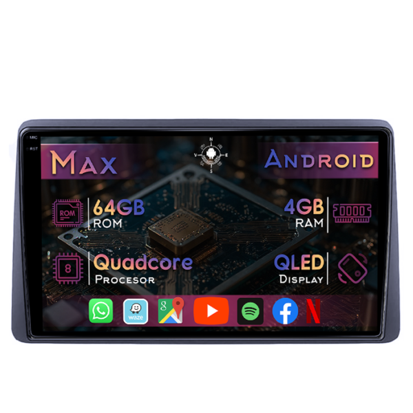 Navigatie dedicata Dacia Duster 2017-2021, 4GB RAM 64GB ROM, Quad Core, Display 9" QLED 1K, Carplay&Android Auto, Android 14, Suport camere AHD