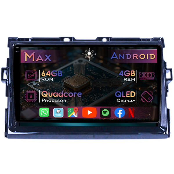 Navigatie dedicata Toyota Estima 2006-2012, 4GB RAM 64GB ROM, Quad Core, Display 9" QLED 1K, Carplay&Android Auto, Android 14