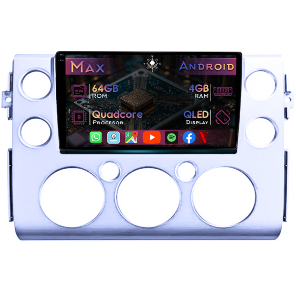 Navigatie dedicata Toyota FJ Cruiser J15 2006-2020, Gri, 4GB RAM 64GB ROM, Quad Core, Display 9" QLED 1K, Carplay&Android Auto, Android 14