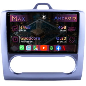 Navigatie dedicata Ford Focus 2 2004-2011, Clima Automata, 4GB RAM 64GB ROM, Quad Core, Display 9" QLED 1K, Carplay&Android Auto, Android 14, Suport camere AHD - imagine 1