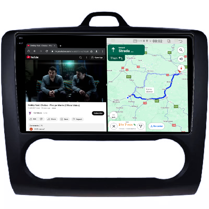 Navigatie dedicata Focus 2 2004-2011 Clima Automata, Neagra, 4GB RAM 64GB ROM, Quad Core, Display 9" QLED 1K, Carplay&Android Auto, Android 14, Suport camere AHD - imagine 4
