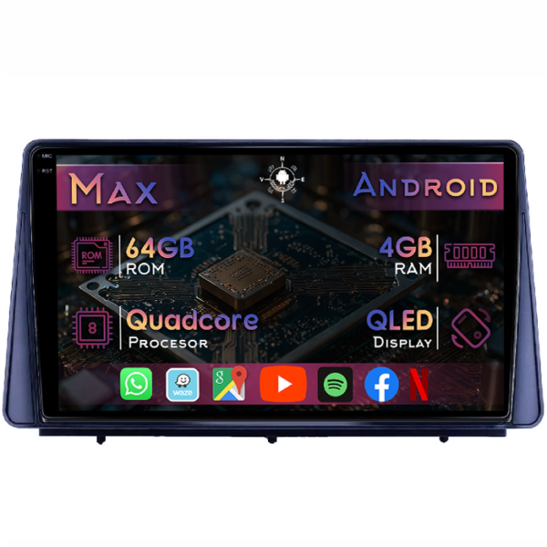 Navigatie dedicata Ford Focus 4 2019+, 4GB RAM 64GB ROM, Quad Core, Display 10" QLED 1K, Carplay&Android Auto, Android 14, Suport camere AHD