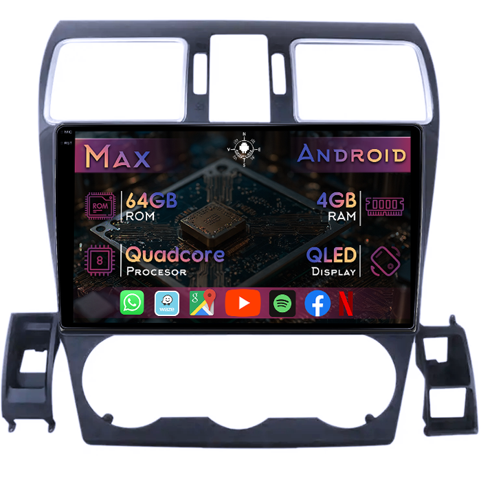 Navigatie dedicata Subaru Impreza / XV / WRX 2012-2017, 4GB RAM 64GB ROM, Quad Core, Display 9" QLED 1K, Carplay&Android Auto, Android 14 - imagine 1