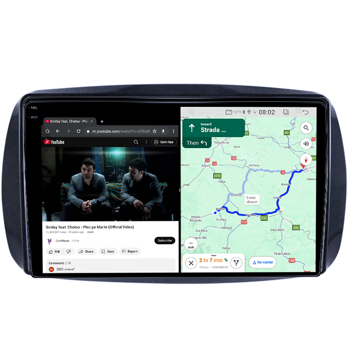 Navigatie dedicata Smart Forfour 2014+, 4GB RAM 64GB ROM, Quad Core, Display 9" QLED 1K, Carplay&Android Auto, Android 14, Suport camere AHD - imagine 5