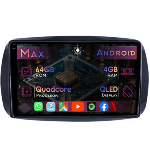 Navigatie dedicata Smart Forfour 2014+, 4GB RAM 64GB ROM, Quad Core, Display 9" QLED 1K, Carplay&Android Auto, Android 14, Suport camere AHD - imagine 1