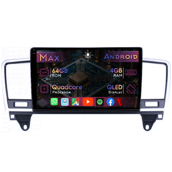 Navigatie dedicata Mercedes GL X164 2005-2012, 4GB RAM 64GB ROM, Quad Core, Display 9" QLED 1K, Carplay&Android Auto, Android 14, Suport camere AHD