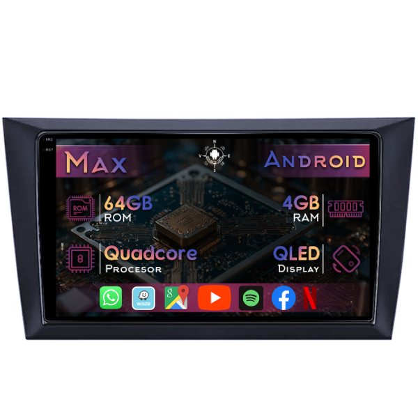 Navigatie dedicata Volkswagen Golf 6 2008-2013, 4GB RAM 64GB ROM, Quad Core, Display 9" QLED 1K, Carplay&Android Auto, Android 14, Suport camere AHD