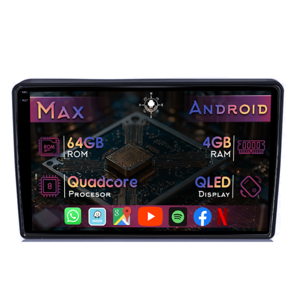 Navigatie dedicata Hyundai H1 2007-2015, 4GB RAM 64GB ROM, Quad Core, Display 9" QLED 1K, Carplay&Android Auto, Android 14, Suport camere AHD