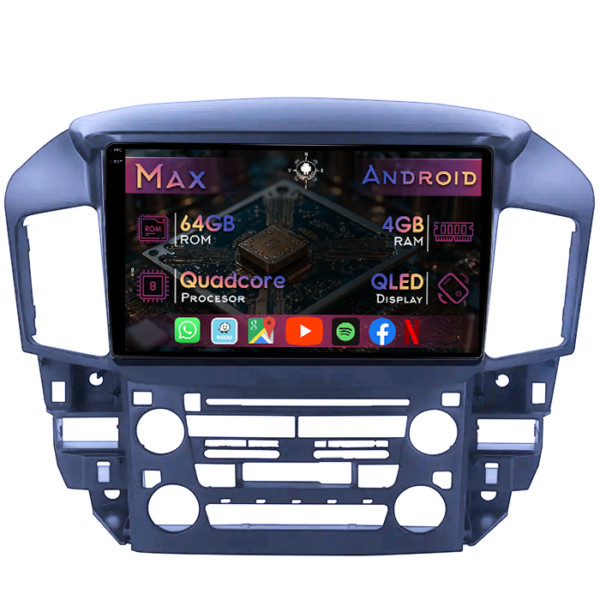Navigatie dedicata Toyota Harrier, 4GB RAM 64GB ROM, Quad Core, Display 9" QLED 1K, Carplay&Android Auto, Android 14
