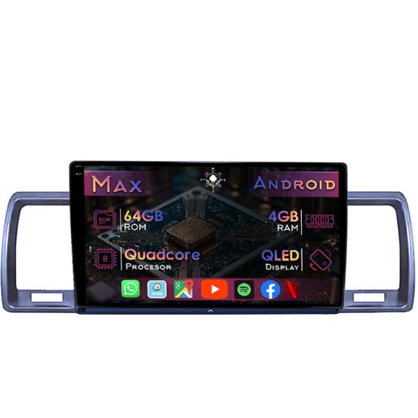 Navigatie dedicata Toyota Hiace 2004-2019, 4GB RAM 64GB ROM, Quad Core, Display 9" QLED 1K, Carplay&Android Auto, Android 14