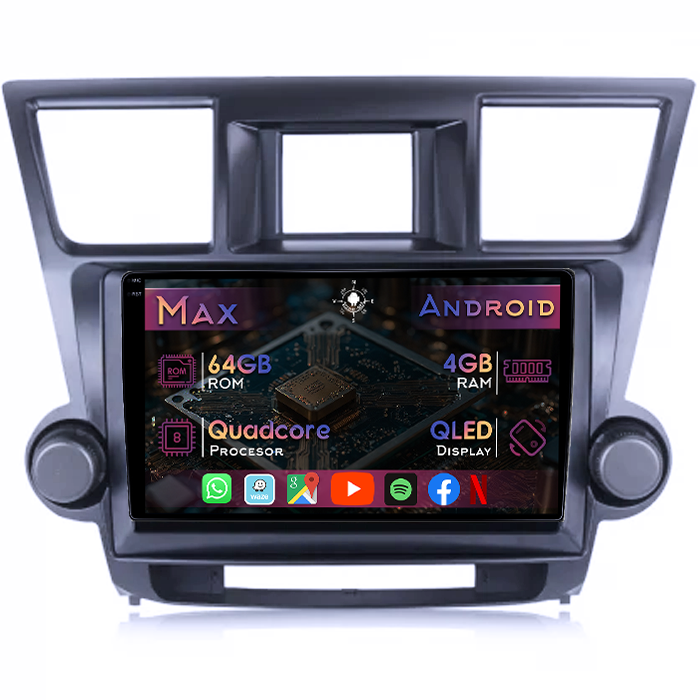 Navigatie dedicata Toyota Highlander 2007-2014, 4GB RAM 64GB ROM, Quad Core, Display 10" QLED 1K, Carplay&Android Auto, Android 14 - imagine 1