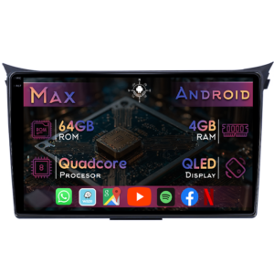 Navigatie dedicata Hyundai I30 2011-2017, 4GB RAM 64GB ROM, Quad Core, Display 9" QLED 1K, Carplay&Android Auto, Android 14, Suport camere AHD - imagine 1