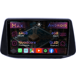 Navigatie dedicata Hyundai I30 2018, 4GB RAM 64GB ROM, Quad Core, Display 9" QLED 1K, Carplay&Android Auto, Android 14, Suport camere AHD - imagine 1