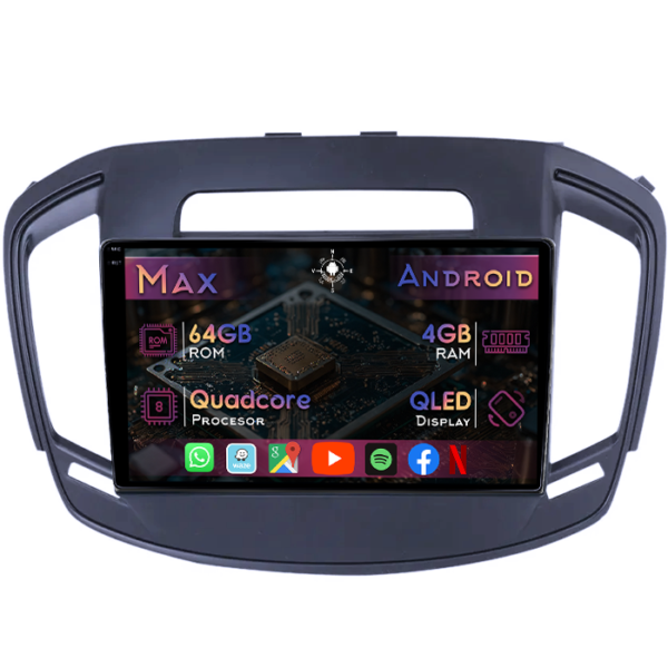 Navigatie dedicata Opel Insignia 2013-2017, 4GB RAM 64GB ROM, Quad Core, Display 9" QLED 1K, Carplay&Android Auto, Android 14, Suport camere AHD