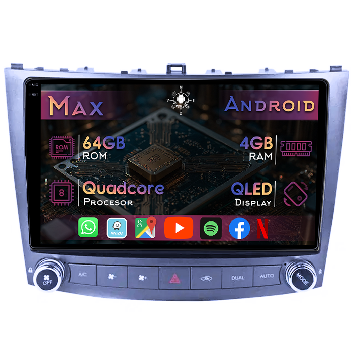 Navigatie dedicata Lexus Seria IS Gen 2 2005-2012, 4GB RAM 64GB ROM, Quad Core, Display 9" QLED 1K, Carplay&Android Auto, Android 14, Suport camere AHD - imagine 1