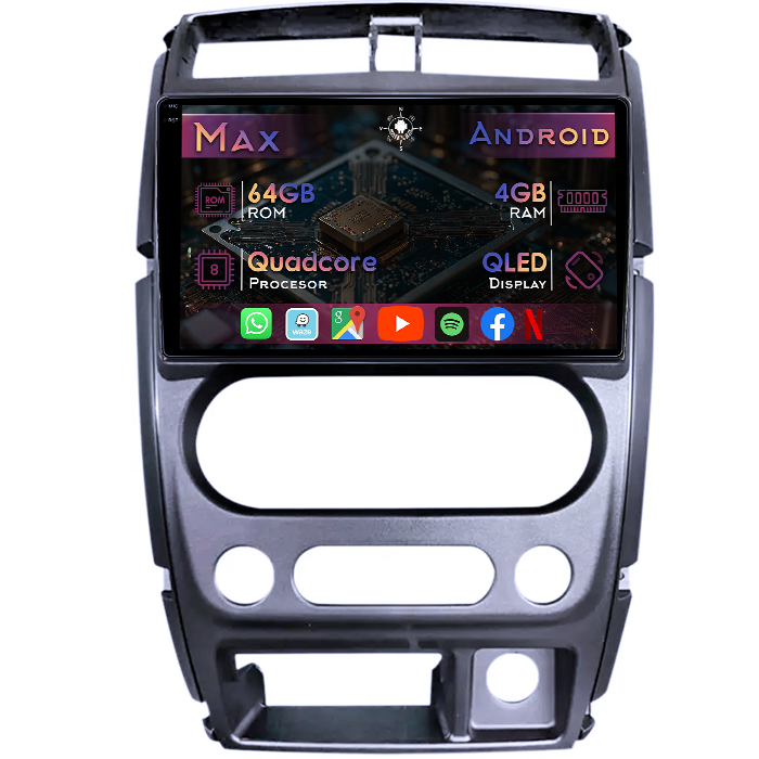 Navigatie dedicata Suzuki Jimny 2005-2018, 4GB RAM 64GB ROM, Quad Core, Display 9" QLED 1K, Carplay&Android Auto, Android 14, Suport camere AHD - imagine 1