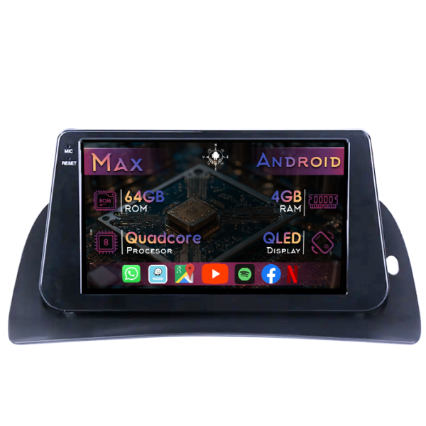 Navigatie dedicata Renault Kangoo 2014-2021, 4GB RAM 64GB ROM, Quad Core, Display 9" QLED 1K, Carplay&Android Auto, Android 14, Suport camere AHD
