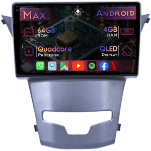 Navigatie dedicata Ssangyong Korando 2013-2018, 4GB RAM 64GB ROM, Quad Core, Display 9" QLED 1K, Carplay&Android Auto, Android 14, Suport camere AHD - imagine 1