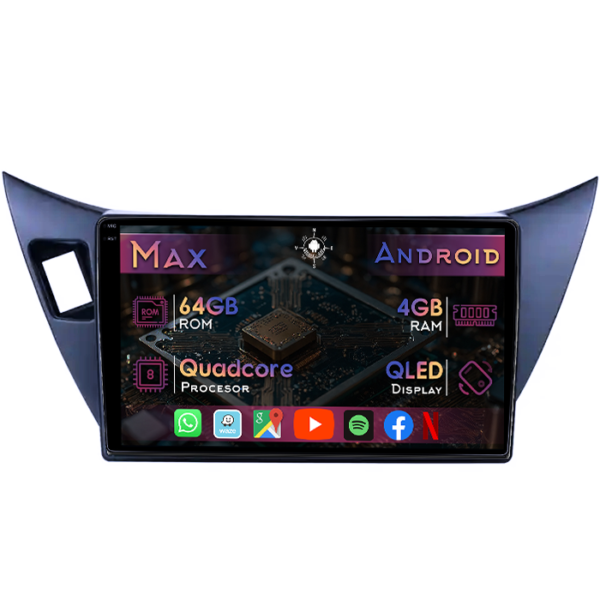 Navigatie dedicata Mitsubishi Lancer 2001-2007, 4GB RAM 64GB ROM, Quad Core, Display 9" QLED 1K, Carplay&Android Auto, Android 14, Suport camere AHD