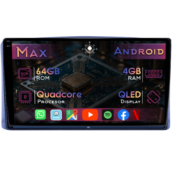 Navigatie dedicata Toyota Land Cruiser J100 1998-2007, 4GB RAM 64GB ROM, Quad Core, Display 9" QLED 1K, Carplay&Android Auto