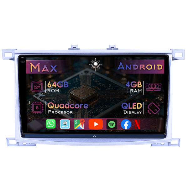 Navigatie dedicata Toyota Land Cruiser J100 2002-2008, 4GB RAM 64GB ROM, Quad Core, Display 10" QLED 1K, Carplay&Android Auto