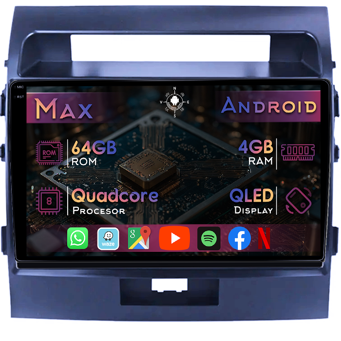 Navigatie dedicata Toyota Land Cruiser J200 2008-2015, 4GB RAM 64GB ROM, Quad Core, Display 10" QLED 1K, Carplay&Android Auto - imagine 1
