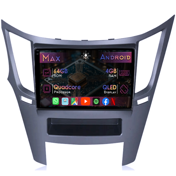 Navigatie dedicata Subaru Legacy 5 2009-2014 & Outback 3, 4GB RAM 64GB ROM, Quad Core, Display 9" QLED 1K, Carplay&Android Auto, Android 14