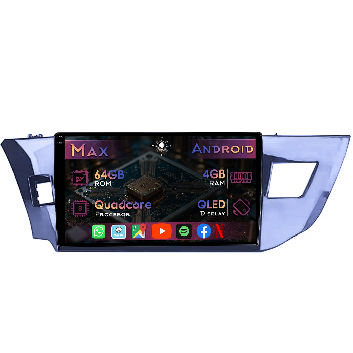 Navigatie dedicata Toyota Levin 2014, Maro, 4GB RAM 64GB ROM, Quad Core, Display 10" QLED 1K, Carplay&Android Auto - imagine 1