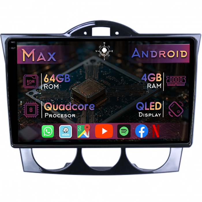 Navigatie dedicata Mazda RX-8 2008-2021, 4GB RAM 64GB ROM, Quad Core, Display 9" QLED 1K, Carplay&Android Auto, Android 14, Suport camere AHD - imagine 1