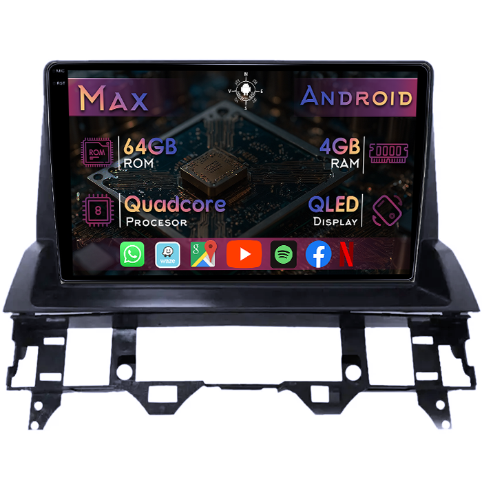 Navigatie dedicata Mazda 6 2002-2008, 4GB RAM 64GB ROM, Quad Core, Display 10" QLED 1K, Carplay&Android Auto, Android 14, Suport camere AHD - imagine 1