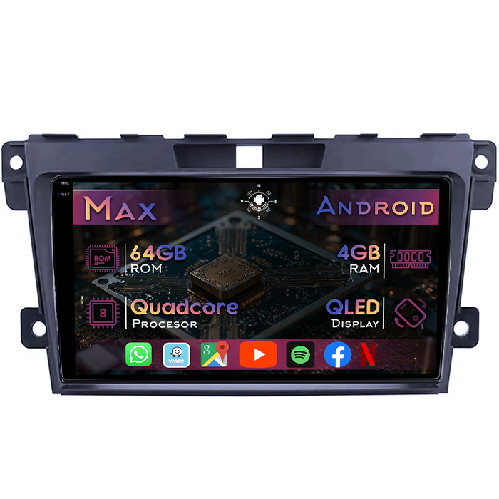 Navigatie dedicata Mazda CX-7 2008-2015, 4GB RAM 64GB ROM, Quad Core, Display 9" QLED 1K, Carplay&Android Auto, Android 14, Suport camere AHD - imagine 1