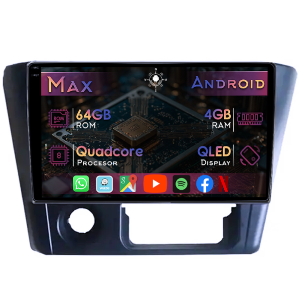 Navigatie dedicata Mitsubishi Lancer 2006, 4GB RAM 64GB ROM, Quad Core, Display 9" QLED 1K, Carplay&Android Auto, Android 14, Suport camere AHD