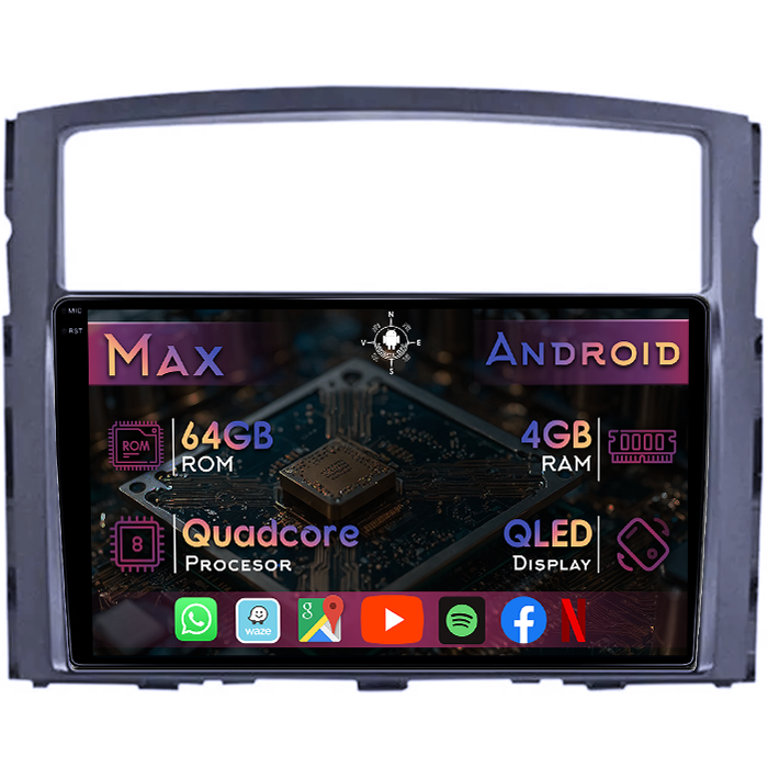 Navigatie dedicata Mitsubishi Pajero 2006-2014, 4GB RAM 64GB ROM, Quad Core, Display 9" QLED 1K, Carplay&Android Auto, Android 14, Suport camere AHD - imagine 1