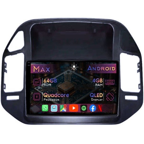 Navigatie dedicata Mitsubishi Pajero V73 2004-2011, 4GB RAM 64GB ROM, Quad Core, Display 9" QLED 1K, Carplay&Android Auto, Android 14, Suport camere AHD
