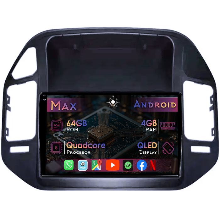 Navigatie dedicata Mitsubishi Pajero V73 2004-2011, 4GB RAM 64GB ROM, Quad Core, Display 9" QLED 1K, Carplay&Android Auto, Android 14, Suport camere AHD - imagine 1