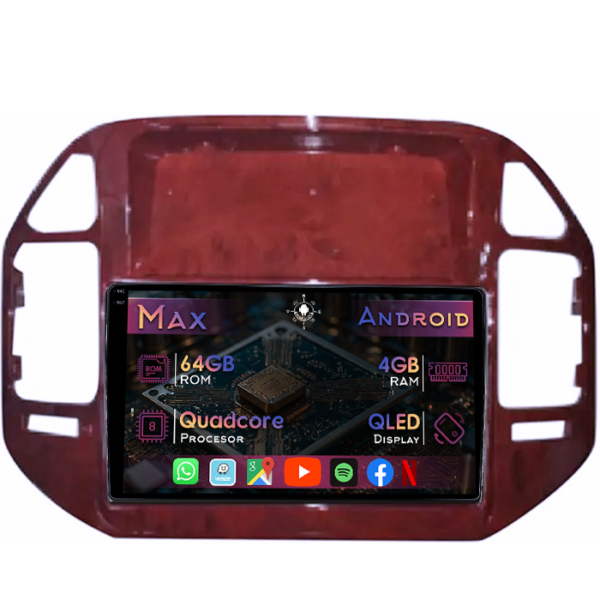 Navigatie dedicata Mitsubishi Pajero V73 2004-2011, maro, 4GB RAM 64GB ROM, Quad Core, Display 9" QLED 1K, Carplay&Android Auto, Android 14, Suport camere AHD