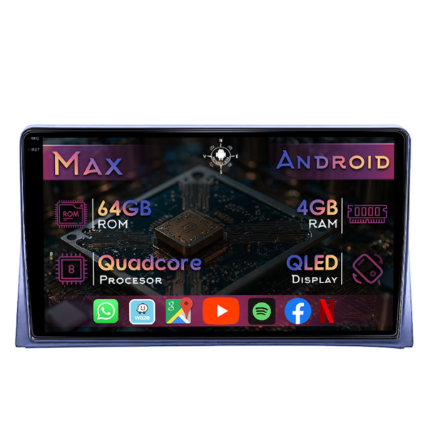 Navigatie dedicata Volkswagen Matvey 2008-2015, 4GB RAM 64GB ROM, Quad Core, Display 9" QLED 1K, Carplay&Android Auto, Android 14, Suport camere AHD